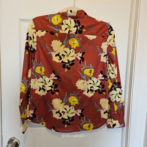 Bonpoint Edmee Blouse Red Clay Floral Pattern Women's XS - Picture 2 of 6